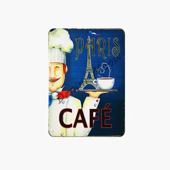 Paris Cafe Semn Decor Placa de Metal de Epocă Proaspăt Preparată de Cafea Postere de Arta de Perete Bar Club House Bucătărie Decor Acasă WY29