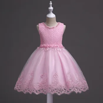 Flori, Fete, rochii de Petrecere de Anul Nou pentru Copii Fete fără Mâneci Pearl Princess Rochie de Mireasa Copii Haine Vestidos 2-10Y