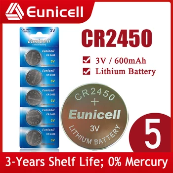 Eunicell NOI 5PCS CR2450 Baterie de Ceas KCR2450 5029LC LM2450 DL2450 ECR2450 BR2450 CR 2450 3V 600mAh Monedă cu Litiu Baterii