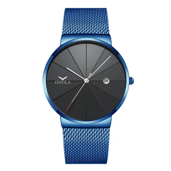 ONOLA brand simplu Mens ceasuri calendar rezistent la apa Casual Moda ceas de mână de aur negru relogio masculino