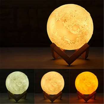Lumina de Noapte LED 3D de Imprimare Luna Lampă Reîncărcabilă Schimbare de Culoare de Lumină 3D Touch Luna Lampa cu Lumini Copiilor Cerul Înstelat Lampă de Noapte