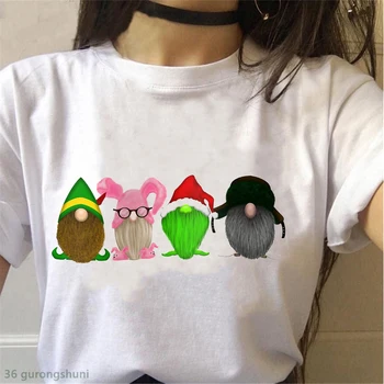 T-shirt femei Vacanță de Crăciun Pitici desene animate de imprimare t tricoul femme vara Harajuku Estetice camiseta mujer tricou Hip hop topuri