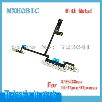10buc/lot Butonul de Volum Cablu Flex Pentru iPhone X XS 11 Pro Max Mut Comutatorul de Control Panglică cu Metal Piese de schimb