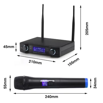 Microfon Wireless UHF Sistem Dinamic 2 Canal 2 Handheld Karaoke Microfon Cardioid Profesional