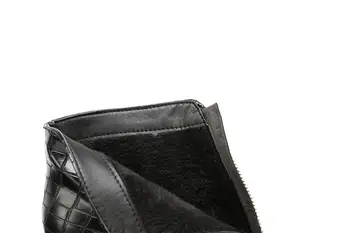 Fermoar frontal negru din Piele Cizme Scurte pentru Femei de Moda Pantofi cu tocuri de femeie Impermeabil Platforma cu Toc Botine p388