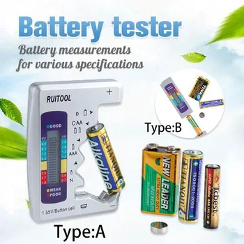 Tester baterie Capacitate Baterie Detector Pentru C/D/N/AA/AAA/9V Baterii /1.55 V Baterie buton Tester