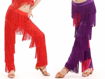 Transport Gratuit De Sex Feminin Adult Copii Dans Latino Pantaloni Ciucure De Dans Salsa Costume Franjuri Dans Pantaloni Pentru Copii