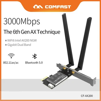 WiFi 6 d 3000Mbps intel AX200 Adaptor Wireless ax200ngw 802.11 ac/ax Bluetooth V5.0 PCI-E 1X 2,4/5 ghz placa de Retea