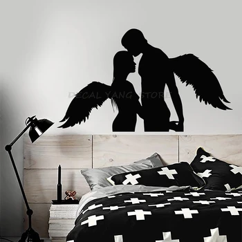 Vinil De Perete Decal Dragoste Sexy Îngeri Aripi Cuplu Romantic În Dormitor Baie Vinil Fereastra Autocolant Rezistent La Apa Ornament Artă Murală 1446