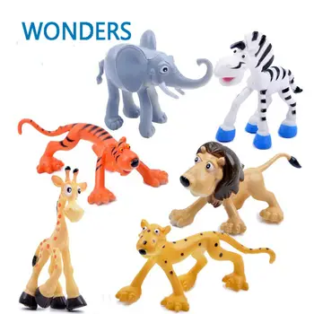 6pcs/mulțime de Desene animate Drăguț Pădure Junglă Animal Kingdom Elefant, Dinozaur Ferma de Păsări de curte Leu și Tigru Model Clasic de Acțiune Figura Jucărie