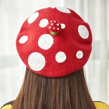 Original ciuperci Drăguț handmade lână simțit Berete creative pictor pălărie cadou de ziua pălărie