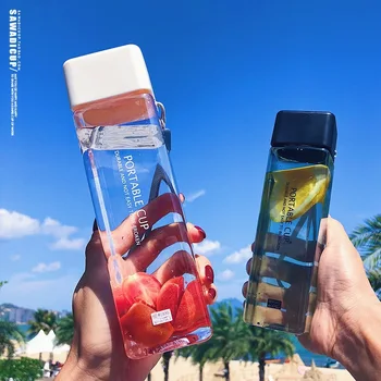 Drăguț sticla de Plastic 450ml pentru Sticle de Apă să bea cu Coarda Transparentă sau Mată Sport stil coreean rezistente la Căldură Cupa