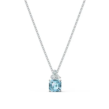 2020 Moda Bijuterii SWA Nou SPUMANT Pătrat Albastru Colier de Diamant Bijuterie de Cristal Femei Clavicula Lanț Romantic Prietena Cadou