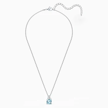 2020 Moda Bijuterii SWA Nou SPUMANT Pătrat Albastru Colier de Diamant Bijuterie de Cristal Femei Clavicula Lanț Romantic Prietena Cadou