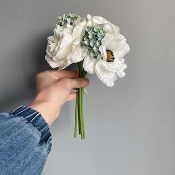 NOI Nordic bujor buchet de anemone de nunta buchet de mireasa de matase flori artificiale DIY album flores artificiales cameră decor