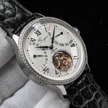 SEA GULL tourbillon funcție de mișcarea mecanică barbati ceas de afaceri de top wristwatchs piele strapgift fashional ceas mecanic