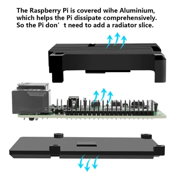 Raspberry Pi Caz 4 Caz din Aluminiu cu ventilatoare de Răcire Coajă de Metal Negru Cabina pentru Raspberry Pi 4 Model B