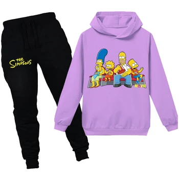 The Simpsons Copii Hanorace 2 buc Seturi de Îmbrăcăminte pentru Băieți Moda Casual Copii Jachete pentru Copii Amuzante Topuri Haine Fete cu Maneca Lunga