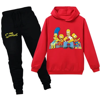 The Simpsons Copii Hanorace 2 buc Seturi de Îmbrăcăminte pentru Băieți Moda Casual Copii Jachete pentru Copii Amuzante Topuri Haine Fete cu Maneca Lunga