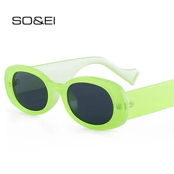 DECI&EI de Moda Oval ochelari de Soare Femei Vintage Jeleu Ceai Verde Ochelari de Trend Nuante UV400 Bărbați Ochelari de Soare
