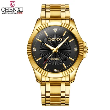 CHENXI Brand Celebru Nobil Domnilor Ceas Clasic de Lux din Oțel Inoxidabil de Aur Cuarț Ceasuri de Moda de sex Masculin Delicat Ceas Cadou Barbati