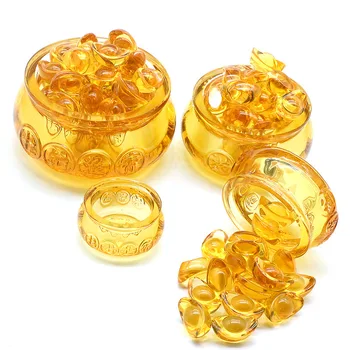 8pcs/lot Pantof de Cristal în formă de Lingou de Aur de Sticlă Artizanat Norocos Budist Furnizează Arte&Colectare Fengshui Ornamente Figurine