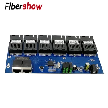 2 RJ45 6 155M SC fiber Port Fast Ethernet Converter 20KM Ethernet Fiber Optic Media Convertor 10/100M PCBA