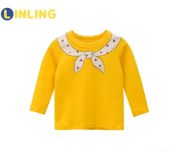 LINLING Copii Desene animate Eșarfă de Mătase Tricou Tricou Toamna Copii Bluze Topuri tricou Maneca Lunga Fete Haine V667