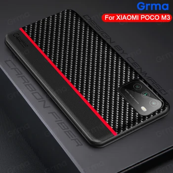 GRMA Fibra de Carbon cu Textura de Piele Capacul din Spate pentru Xiaomi POCO M3 POCO X3 NFC Caz rezistent la Socuri Acoperirea pentru Xiaomi Mi 11 10T Pro Caz