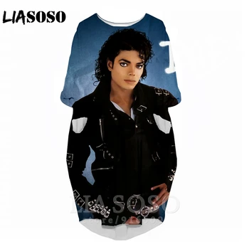 LIASOSO Moda Genunchi-lungime fusta Costum Rock Harajuku Michael Jackson Femei de Top Anime Rochie Logo-ul Fata cu Haine cu Maneca Lunga-Rochie