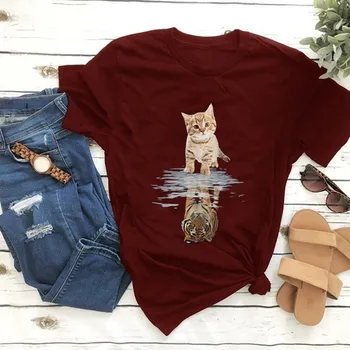 2020 Nou Cool T-shirt Barbati/Femei Tricou 3d Print Cat transforma în Tigru Maneci Scurte Topuri de Vara Tricouri tricou Barbat S-3XL picătură navă