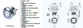 2A 19mm Piezo cu Led Comutator Chamfer Cap Rotund Piezo Comutator Comutator Impermeabil IP68