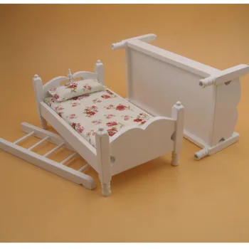 A08-X405 copii cadouri pentru copii de Jucarie 1:12 Păpuși mini Mobilier in Miniatura rement din lemn, pat supraetajat poate s-a mutat 1buc