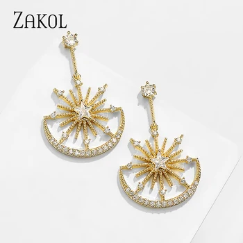 ZAKOL 2020 Clasic de Lux Formă Neregulată Floare de Cristal Legăna Cercei Bijuterii pentru Femei FSEP2558