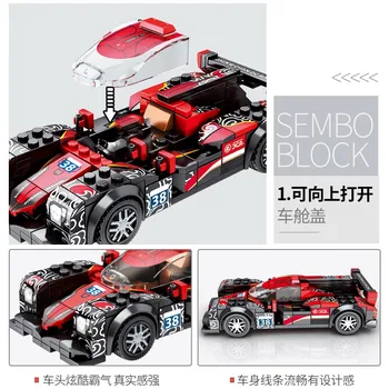 Sembo Blocuri MOC vehicul cu Jackie Chan Echipa Nr 38Racing de Conducere Auto Mecanică Educație blocuri set Diy acțiune băiat jucărie