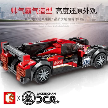 Sembo Blocuri MOC vehicul cu Jackie Chan Echipa Nr 38Racing de Conducere Auto Mecanică Educație blocuri set Diy acțiune băiat jucărie