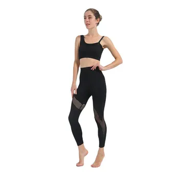 Femei 2 buc fără Sudură Yoga Set Costum Sport Gymwear Haine de Antrenament Sutien Sport Crop Top de Înaltă Talie Jambiere de Fitness Sport Uzura