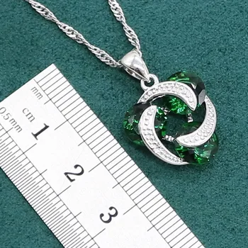 Argint 925 set de Bijuterii de Mireasă pentru Femeile Verde Smarald Petrecere Bratara Cercei Stud Colier pandantiv Inel