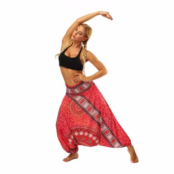 Femei Yoga Pant Indian Vrac Confortabil Moale Harem Pantaloni Amestec Bohemia Imprimeu Geometric Multicolor Pantaloni Largi Picior O Mărime