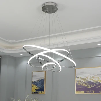 LED-uri moderne lustre Pentru Living, Dormitor, Sala de Mese cromare inel Creative Acasă candelabru lumina 2019 noi