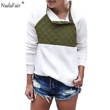 Nadafair Supradimensionate Fleece Hoodie Pentru Femei Toamna Faux Blana Mozaic Guler Casual Plus Dimensiune Hanorac De Iarna Pentru Femeie Pulovere