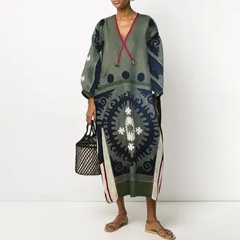 African Rochii Lungi Pentru Femei Dashiki de Știri de Imprimare Tribale, Etnice Moda V-neck Doamnelor Haine Casual, Sexy Maxi Rochie de Partid