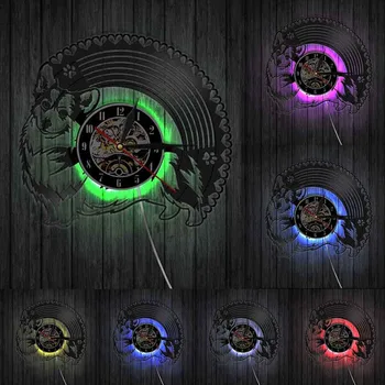 Welsh corgi disc de Vinil Ceas de Perete căței de Rase de Arta de Perete Pet Shop Ceas Decorativ de Perete LED Ceas Corgy 3D Semn Luminat
