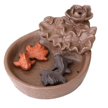 Floare De Lotus Refluxul Arzător De Tămâie Crap Fum Cascada Cădelniță Ceramice Tămâie Stick Titularul Cadou Ornamente Creative Decor Acasă