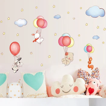 Animale De Desene Animate Ballon Nor Autocolant De Perete Pentru Dormitor Copii Home Decor Detașabil Vinil Murală Decor Decal Poster