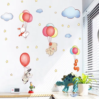 Animale De Desene Animate Ballon Nor Autocolant De Perete Pentru Dormitor Copii Home Decor Detașabil Vinil Murală Decor Decal Poster