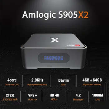 Înregistrare Video Android 8.1 TV Box 4GB RAM, 64GB Amlogic S905X2 Quad Core Dual Wifi BT4.2 1000M H. 265 4K 60pfs A95X MAX X2