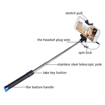 1 buc Universal Portabil cu Fir Selfie Stick-Monopod Extensibil Pol Pentru iPhone, Samsung Pentru Telefoane Inteligente de Călătorie Portabil Selfie Instrument