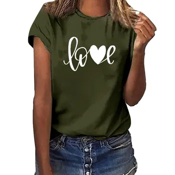 Țăranul Dragoste Inima Dragoste Print Femei Tricou Maneca Scurta Grafic Tricou Femei Vrac Tricou 2020 Haine De Brand Pentru Fete