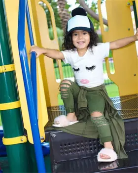 Copilul copil Fete Geană Bluze T-shirt, Blaturi Gaura Pantaloni Lungi Haine Haine Set